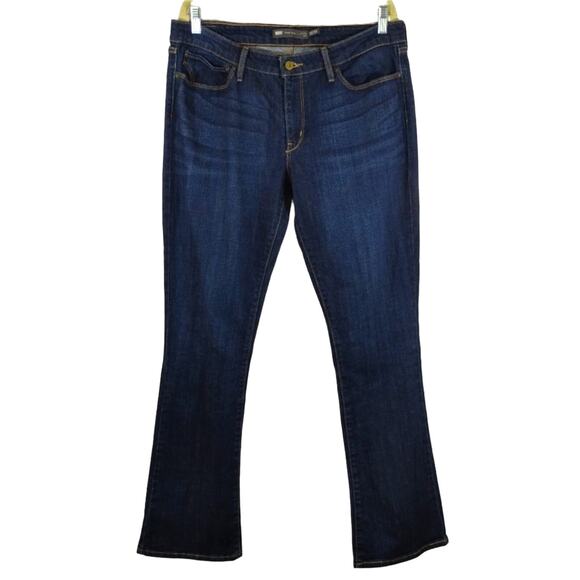 L Levi's Women Demi Curve Dark Blue Wash Mid Rise Boot Bootcut Denim Jeans 16 33 - Picture 1 of 11